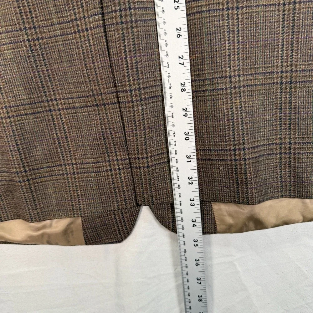 Lauren Ralph Lauren Blazer Mens 46L Brown Glen Check Wool Two Button Notch